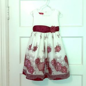 Princess Faith ivory with burgundy dress, size 4